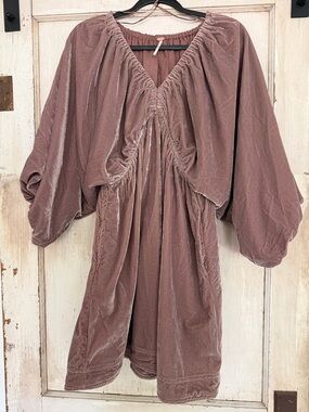 Free People Dusty Rose Velvet Mini Dress